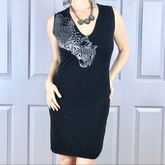 BCBGMaxAzria Dresses & Skirts - 🔥 SALE! BCBGMAXAZRIA BLACK DRESS tiger print M